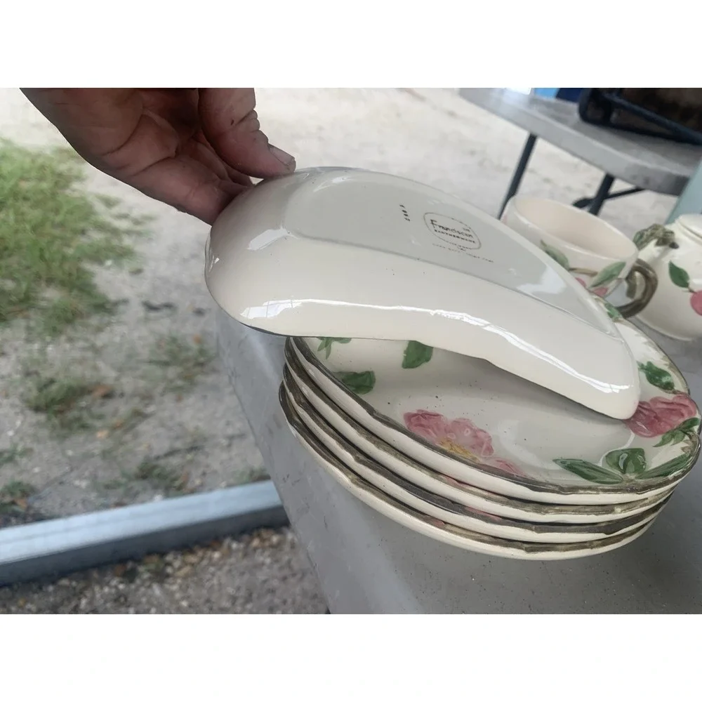 Desert Rose Crescent Salad Plate Early USA